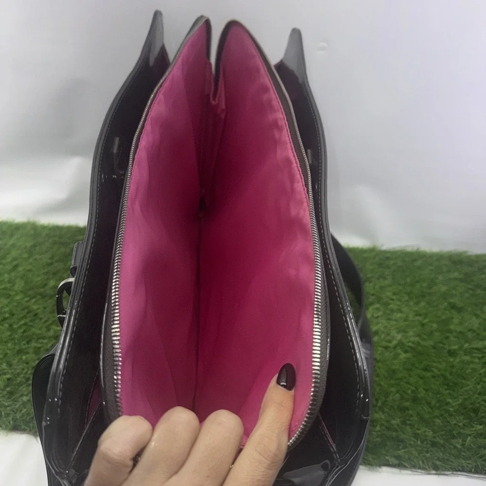 MY BEST FRIEND IS A BAG Black Patent Faux Snakeskin 17